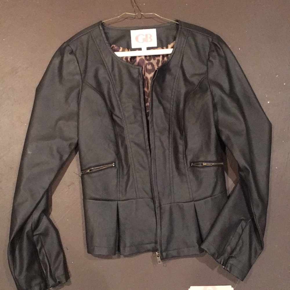 Size large Dark brown leather jacket